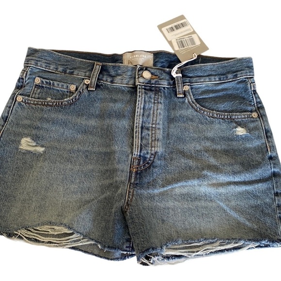 Everlane Pants - Everlane  Denim High Rise Button Fly Shorty Shorts NWT